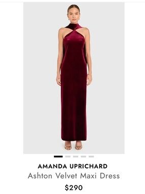 Amanda Uprichard Ashton Velvet Maxi dress in Burgundy